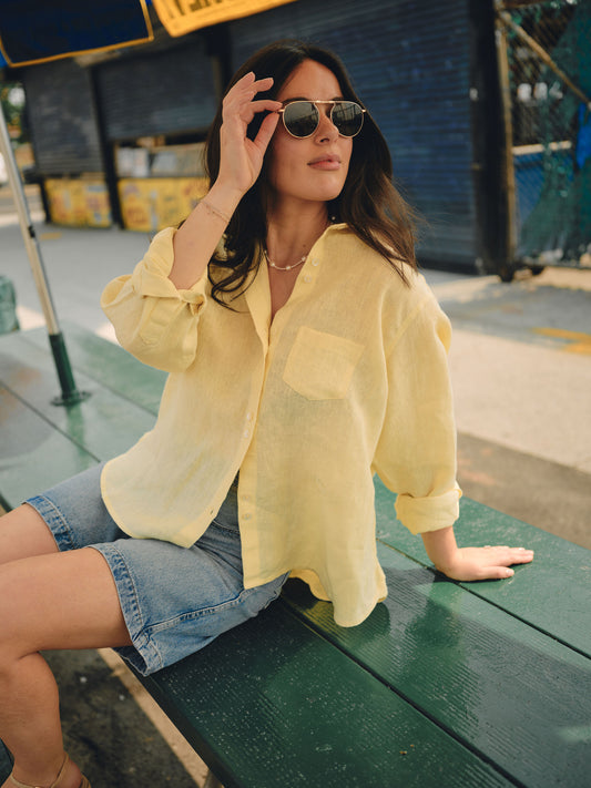 The Chacha Oversized Button Down Shirt - Butter