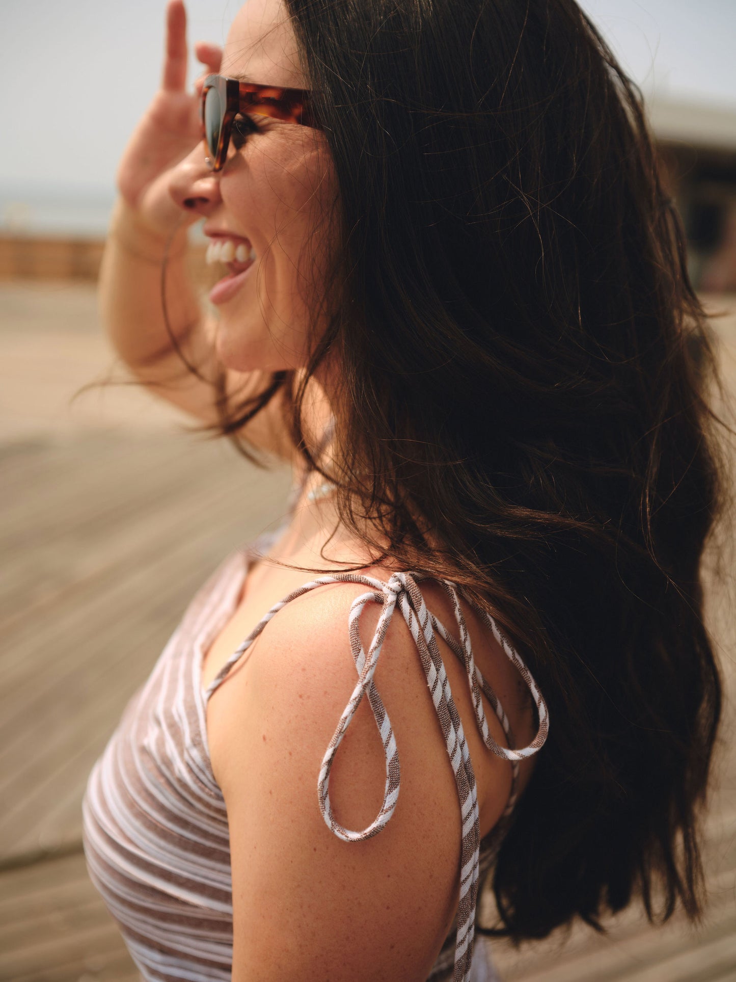 The Caroline Drop Waist Maxi Dress - Chocolate Stripe