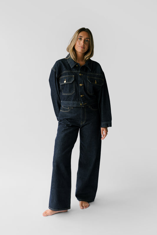 The Miri Boxy Cropped Jacket - Indigo