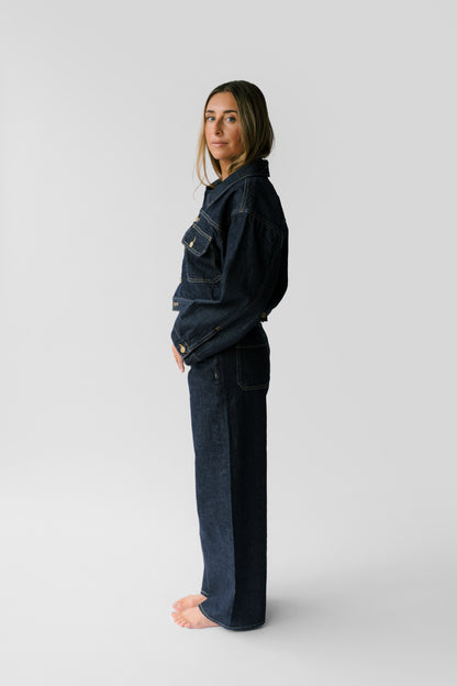 The Miri Boxy Cropped Jacket - Indigo