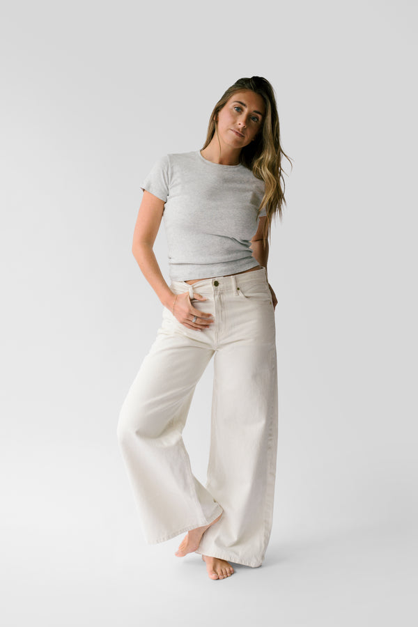 The Laura Mid-Rise Wide Leg Jean - Pearl
