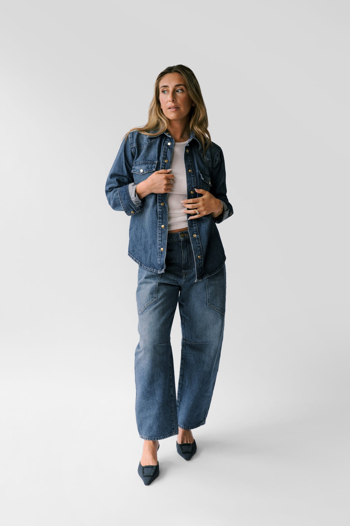 Petite Mid-Rise Barrel Jean - The Ali in Sapphire