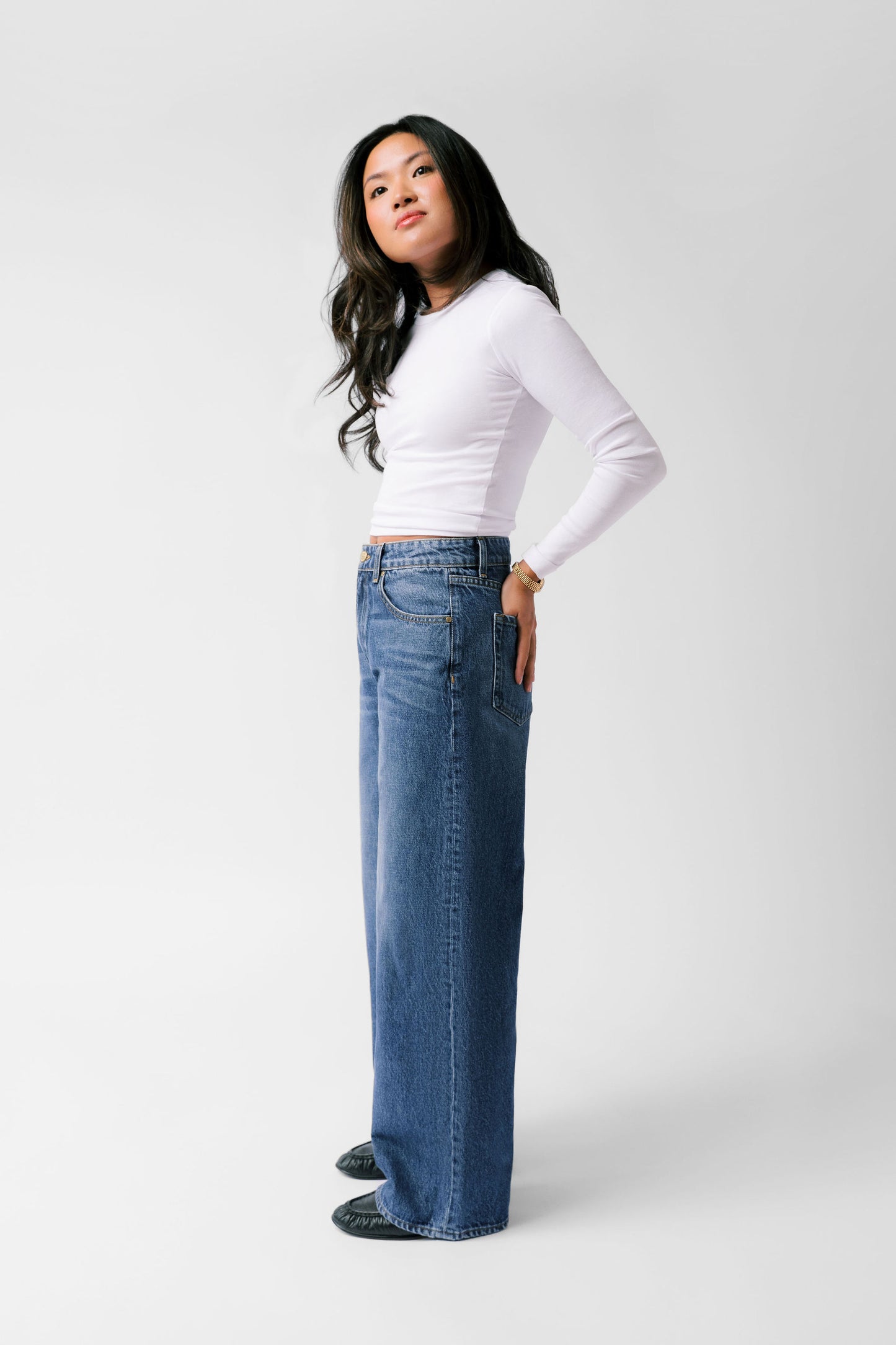 The Kiki Mid-Rise Baggy Jean - Sapphire