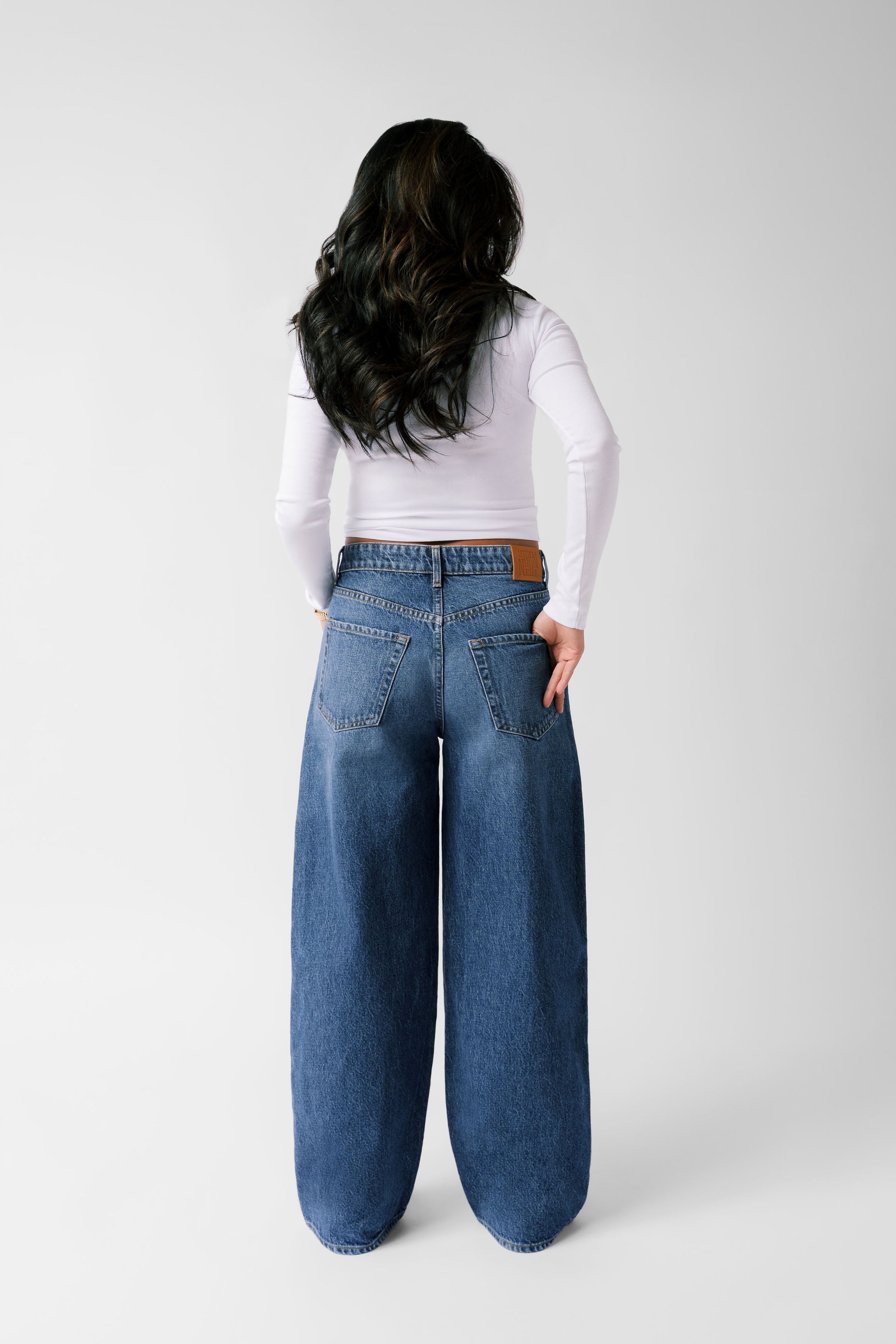Women's Petite Wide Leg Jeans - Medium Blue Wash - The Kiki