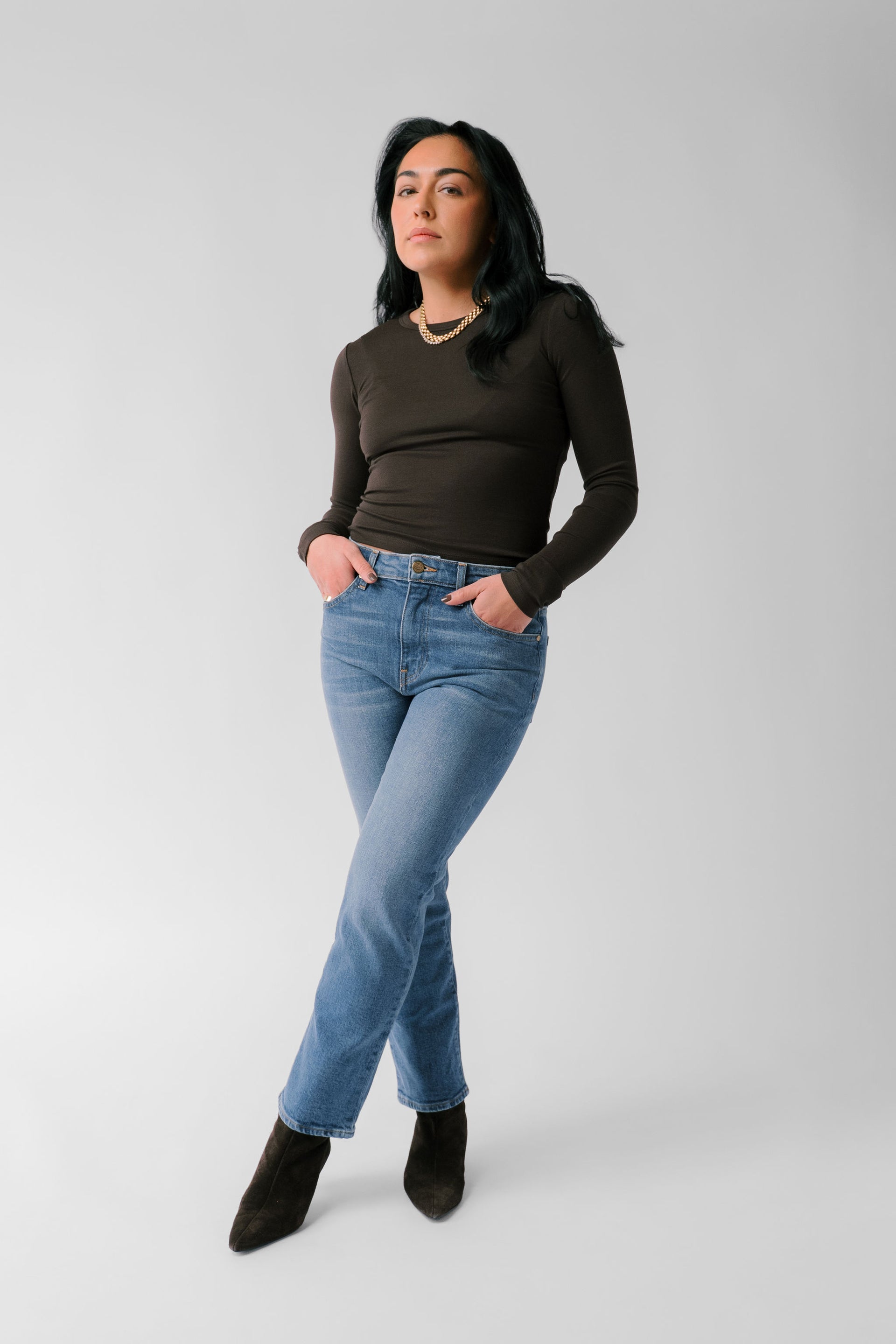 Petite Cropped Straight Jean Gabi Royal