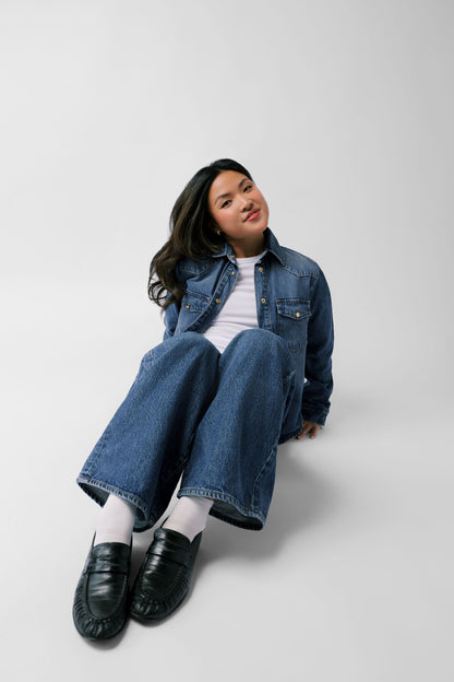 Petite Mid-Rise Wide Leg Jean - The Kiki in Sapphire