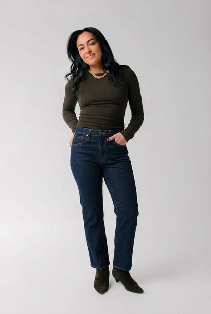 Petite High-Rise Stovepipe Jean - The Kate Jean in Indigo